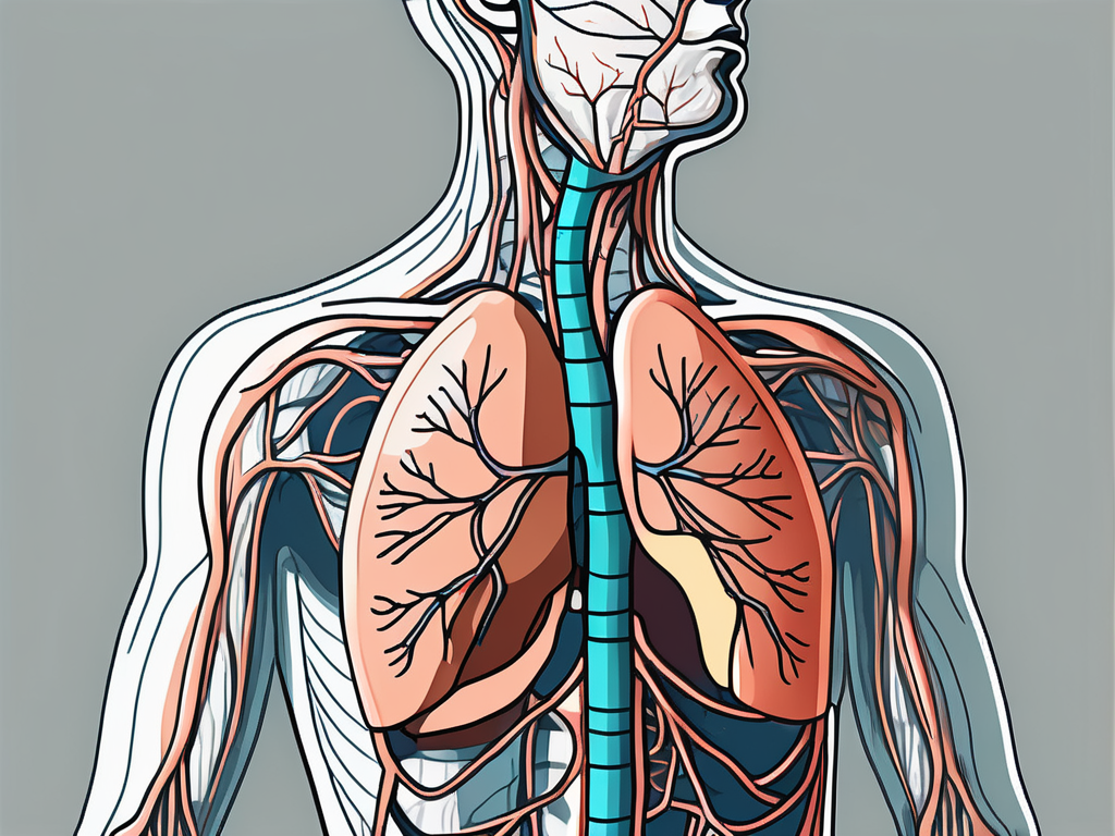 A human torso with a focus on the lungs and diaphragm